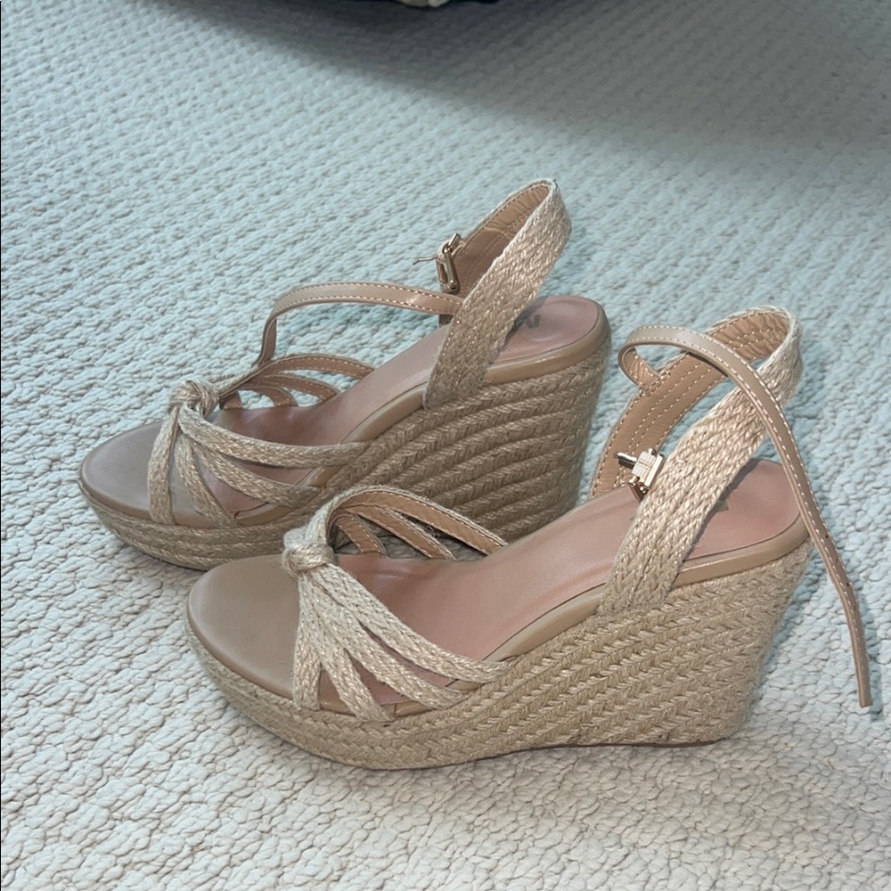 MIA Tan Espadrille Wedges with Elegant Straps